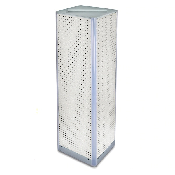 4-Sided Pegboard Floor Spinner Display Rack in White
